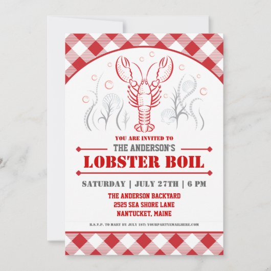 Summer Lobster Boil Picnic Party - uitnodiging (Voorkant)