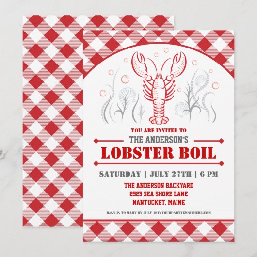 Summer Lobster Boil Picnic Party - uitnodiging (Voorkant / Achterkant)
