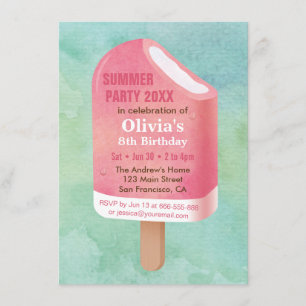 Summer Lolly Popsicle Ice Cream Birthday Party Kaart