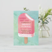 Summer Lolly Popsicle Ice Cream Verjaardagsfeestje Kaart (Staand voorkant)