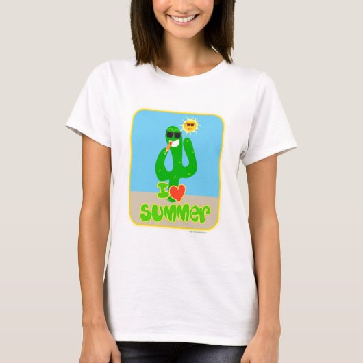 Summer Love Cactus Cartoon Fun Seasonal Slogan T-shirt (Voorkant)