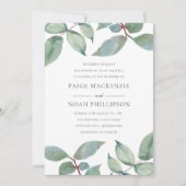 Summer Love Green Leaf Wedding Invitation Kaart (Voorkant)