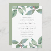 Summer Love Green Leaf Wedding Invitation Kaart (Voorkant / Achterkant)