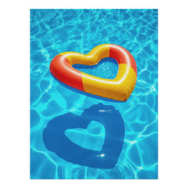 Summer Love Heart Float in Blue Pool Perfect Poster