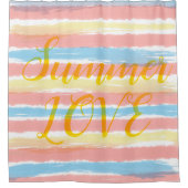 Summer Love Pastel Blue Pink Yellow Stripes Shower Douchegordijn (Voorkant)