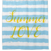 Summer Love Sky Blue White Stripes Douchegordijn (Voorkant)