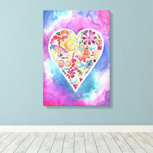 Summer Love Waterverf schilderij op Canvas (Insitu (Houten vloer))