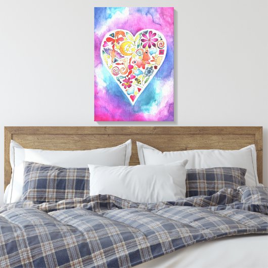Summer Love Waterverf schilderij op Canvas (Insitu (Slaapkamer))