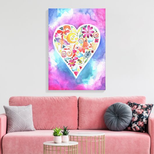 Summer Love Waterverf schilderij op Canvas (Insitu (Woonkamer))