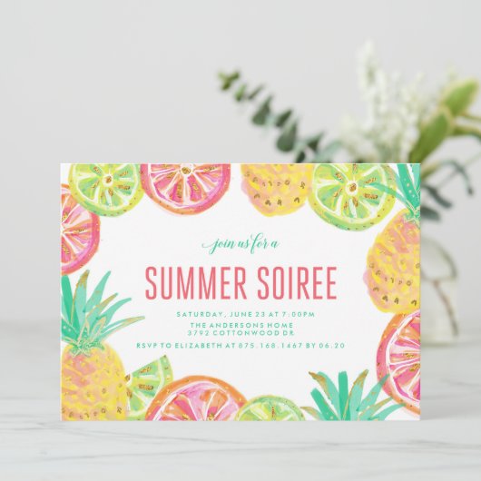 Summer Luau BBQ Party Invition Kaart (Staand voorkant)