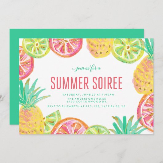 Summer Luau BBQ Party Invition Kaart (Voorkant / Achterkant)