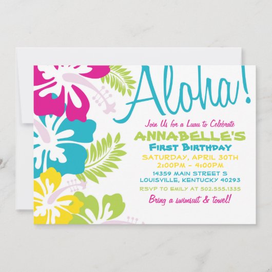 Summer Luau Hawaiian Invitation Kaart (Voorkant)