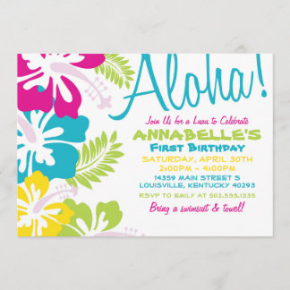 Summer Luau Hawaiian Invitation Kaart