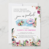 Summer Luau | Tropical Pool Party Birthday Kaart (Voorkant)