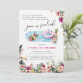 Summer Luau | Tropical Pool Party Birthday Kaart (Staand voorkant)