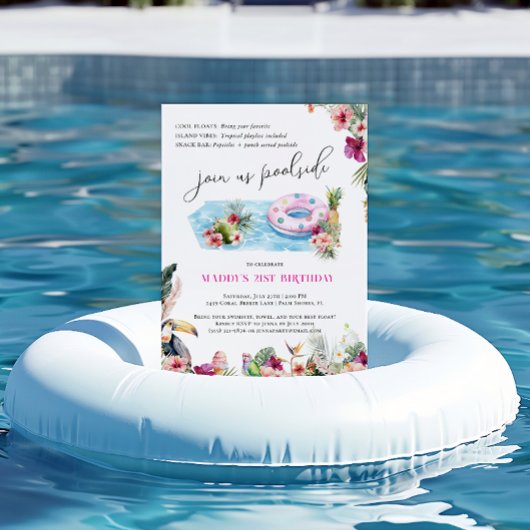 Summer Luau | Tropical Pool Party Birthday Kaart