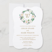 Summer Lush Bloom Waterverf Monogram Weddenschap Kaart (Voorkant)