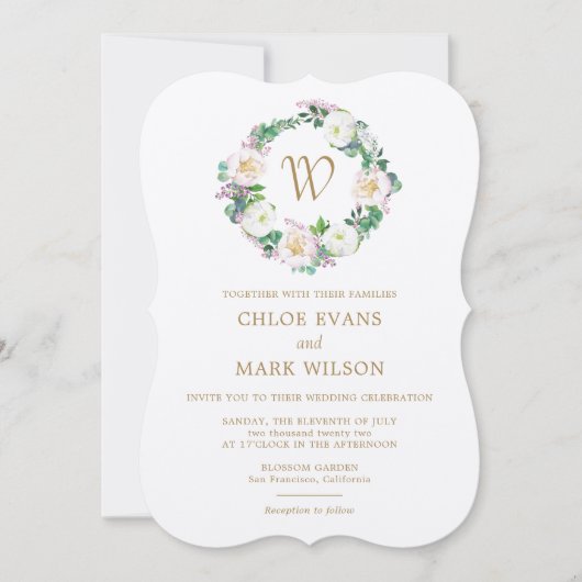 Summer Lush Bloom Waterverf Monogram Weddenschap Kaart (Voorkant)