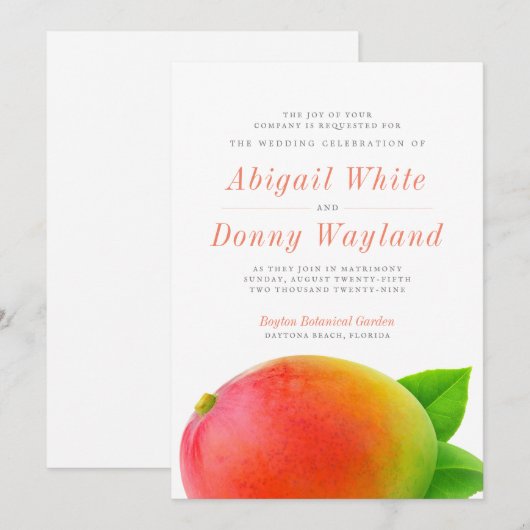 Summer Mango | Uitnodiging voor weddenschappen (Voorkant / Achterkant)