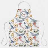 Summer Marine Life, Whales, Editable Schort (Voorkant)