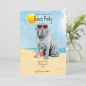 Summer Mastino Beach Party Invitation Feestdagenkaart (Staand voorkant)