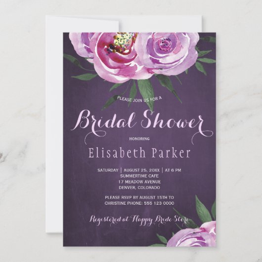 Summer mauve peonies paarse pruim vrijgezellenfees kaart (Voorkant)