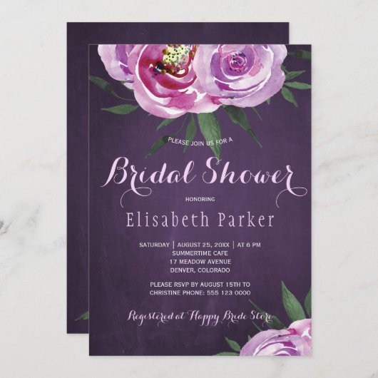 Summer mauve peonies paarse pruim vrijgezellenfees kaart (Voorkant / Achterkant)