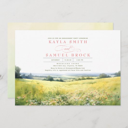 Summer Meadow and Wildflower Engagement Party Kaart (Voorkant / Achterkant)