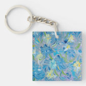 Summer Meadow Bloemen Acryl Vierkant Sleutelhanger (Voorkant)