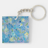 Summer Meadow Bloemen Acryl Vierkant Sleutelhanger (Achterkant)
