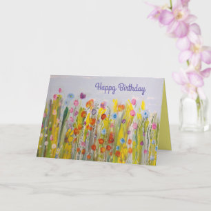 Summer Meadow Bright Abstract Bloemen Verjaardag Kaart