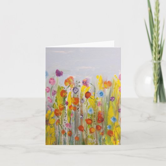 Summer Meadow Bright Abstract Bloemenbriefkaart Notitiekaartje (Voorkant)