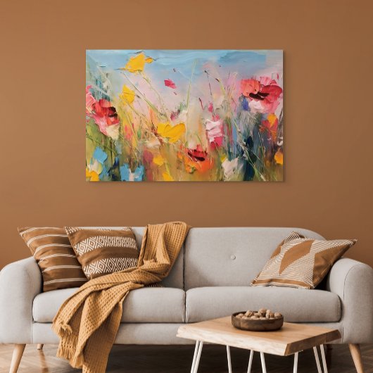 Summer Meadow – Expressive Abstract Wildflowers Canvas Afdruk