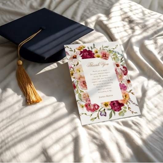 Summer Meadow Floral Afstuderen Dank je wel kaart
