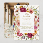 Summer Meadow Floral Photo Graduation Party Uitnod Kaart (Voorkant / Achterkant)