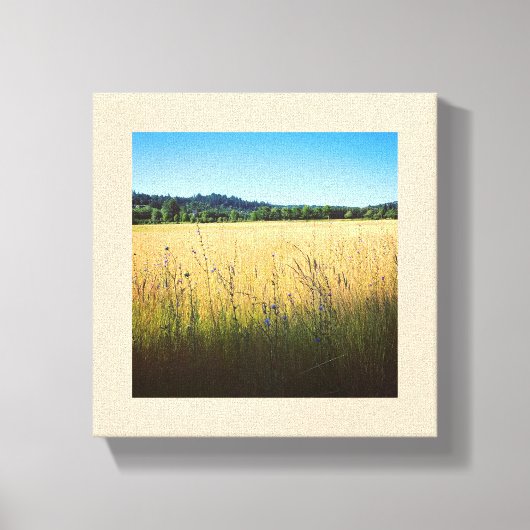 Summer Meadow met Blue Wildflower Canvas Afdruk (Voorkant)