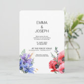 Summer Meadow Wildflower blue modern bruiloft Kaart (Staand voorkant)