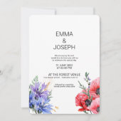 Summer Meadow Wildflower blue modern bruiloft Kaart (Voorkant)