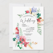 Summer Meadow Wildflower elegant floral Weddenscha Kaart (Voorkant)
