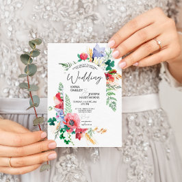 Summer Meadow Wildflower elegant floral Weddenscha Kaart