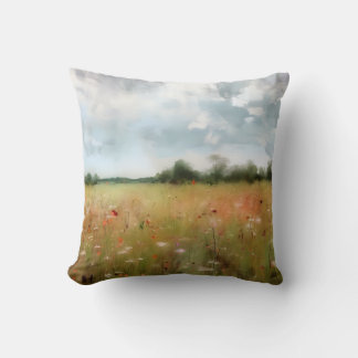 Summer Meadow Wildflower Landschapskunst Kussen