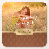 Summer Memories Custom Photo and Calligraphy Kartonnen Onderzetters (Voorkant)