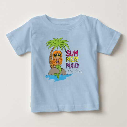Summer Mermaid Cute Baby T-Shirt Blue (Voorkant)