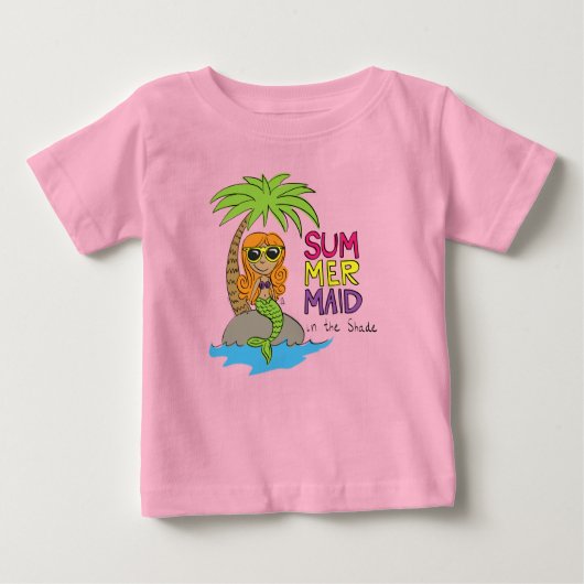 Summer Mermaid Cute Baby T-Shirt Pink (Voorkant)