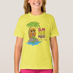 Summer Mermaid Cute Kinder T-Shirt Light Limoen Ye