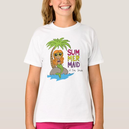 Summer Mermaid Cute Kinder T-Shirt White (Voorkant)