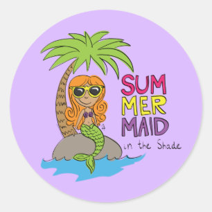 Summer Mermaid Cute Sticker Paars