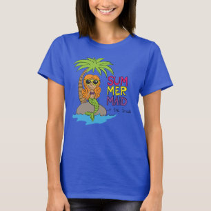 Summer Mermaid Cute Women's T-Shirt Blue