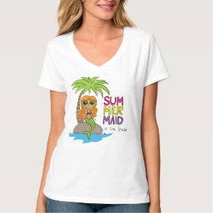 Summer Mermaid Cute Women's V-nek T-Shirt White