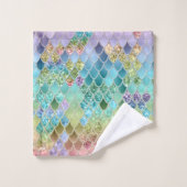 Summer Mermaid Glitter Scales #1 (Faux Glitter) Bad Handdoek (Wasdoekje)